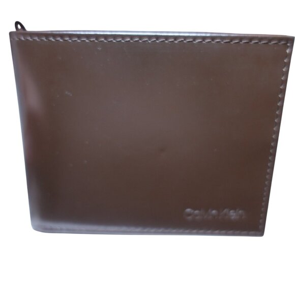 NIP Calvin Klein RFID Slimfold Extra Capacity Wallet With Key Fob Brown Leather - Picture 2 of 6